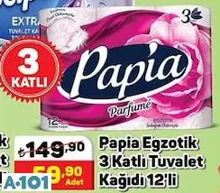 PAPİA EGZOTİK 3 KATLI TUVALET KAĞIDI 12'Lİ PAPİA EGZOTİK 3 KATLI TUVALET KAĞIDI 12'Lİ